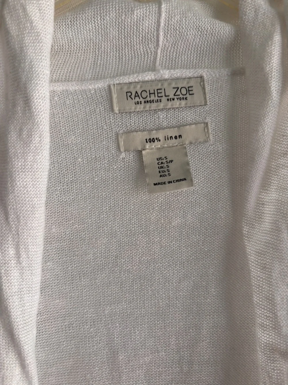 Rachel Zoe 100% Linen Open Front Cardigan lightweight semi-sheer longline Small - Picture 6 of 8